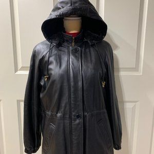 Women's (S)  Northern Glades Leather Hooded Coat